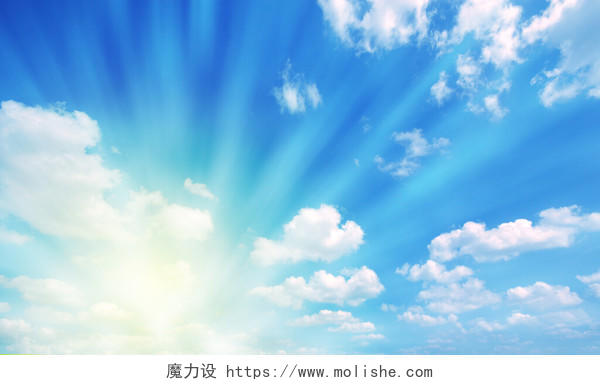蓝天白云云层太阳光线背景